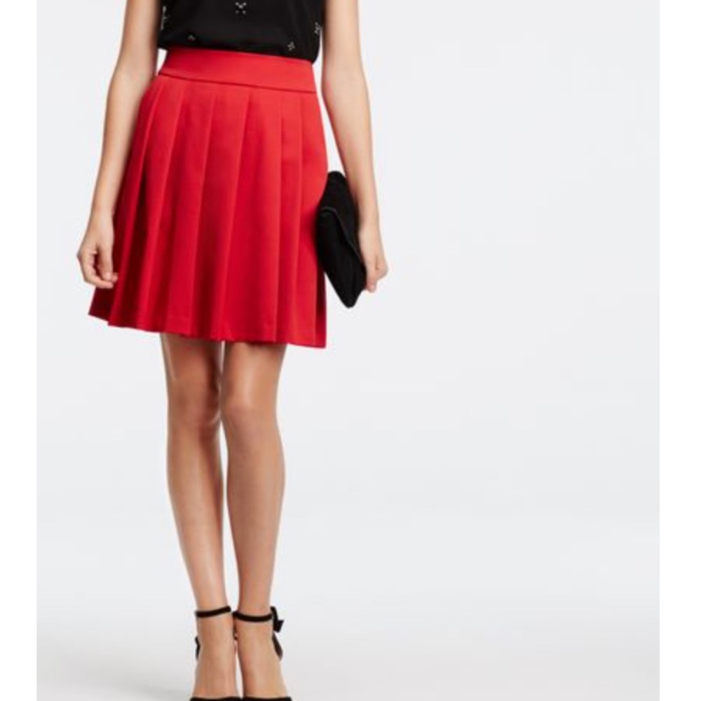 Ann Taylor Red Pleated Skirt
